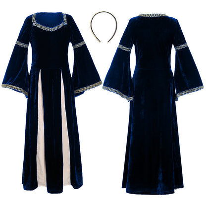 Medieval-Style Maxi Dress with Flared Sleeves