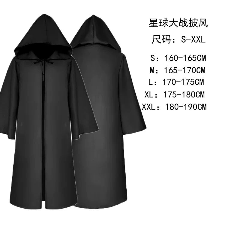 Long Black Hooded Carnival Cloak