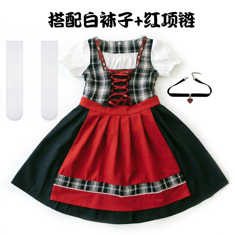 Plaid Dress Costume with Apron and Accessories