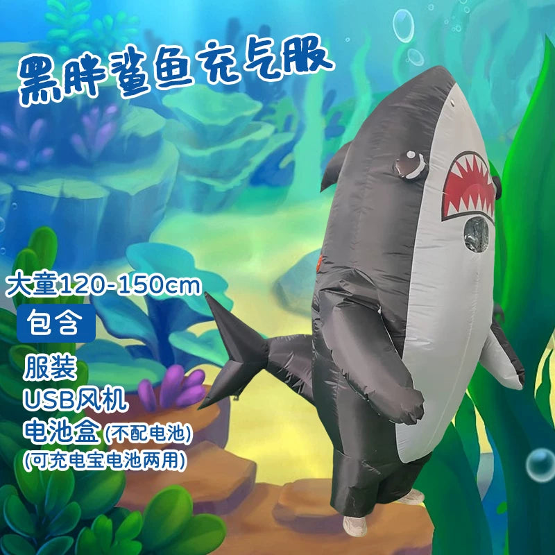Inflatable Shark Costume with USB Fan