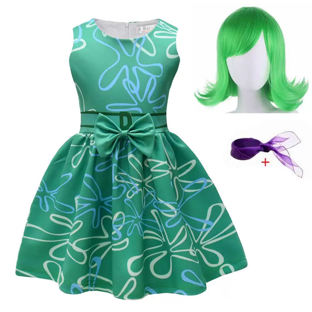 Inside Out cosplay dress costume with wig