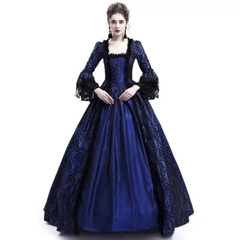 Long Victorian-Style Dress with Lace