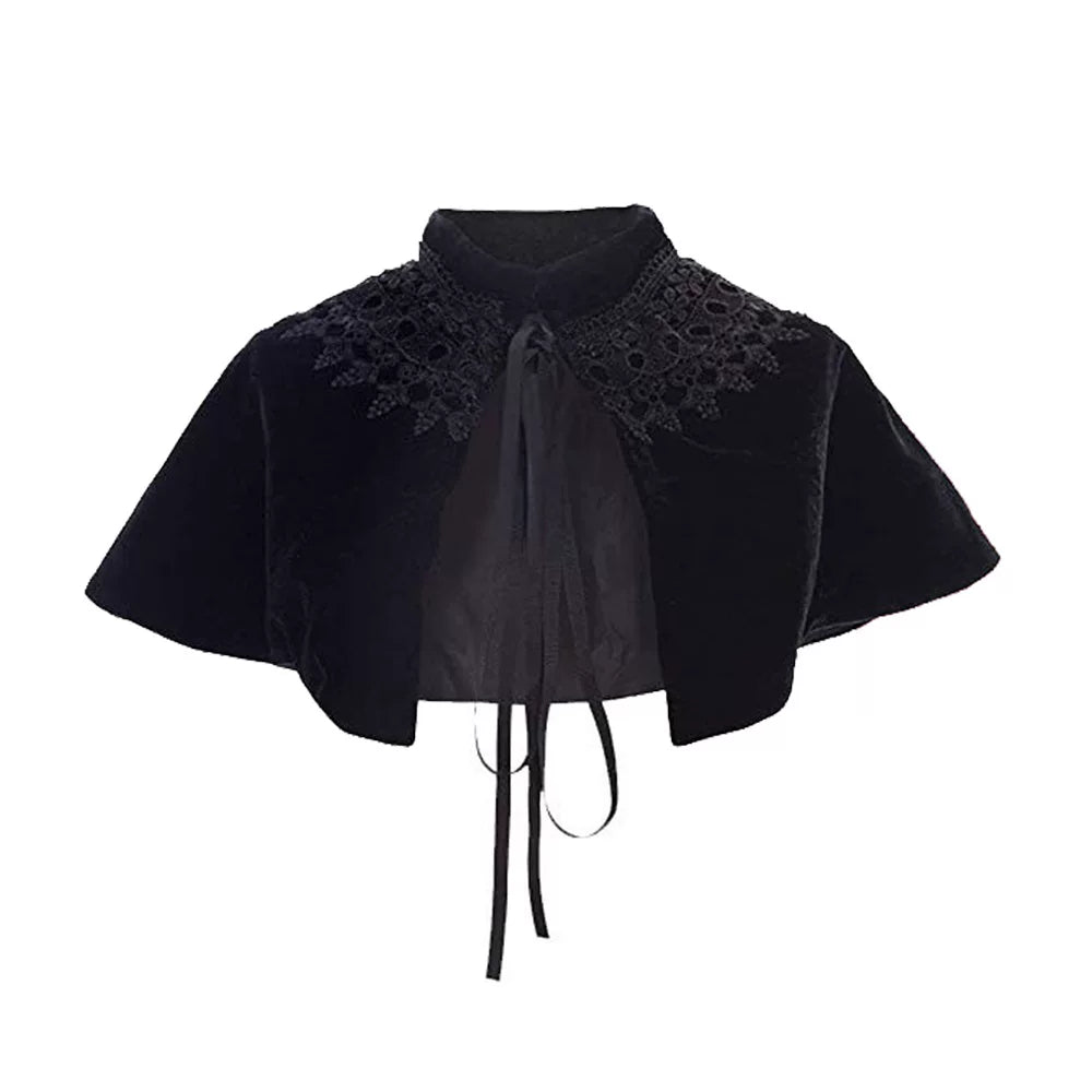 Black Gothic Costume Cape with Lace