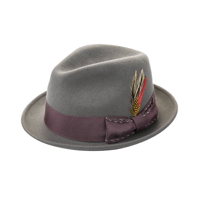 Carnival Fedora Hat with Feathers for Masquerade