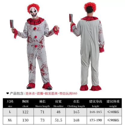Halloween Creepy Clown Costume with Wig