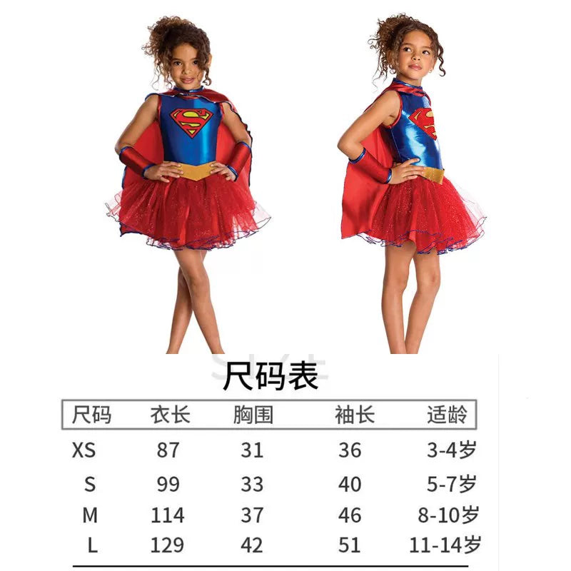 Kids' Superhero Costume Dress with Cape for Cosplay
