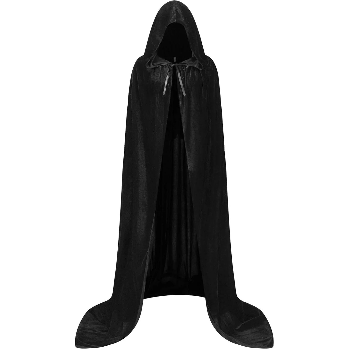 Black medieval hooded costume cloak