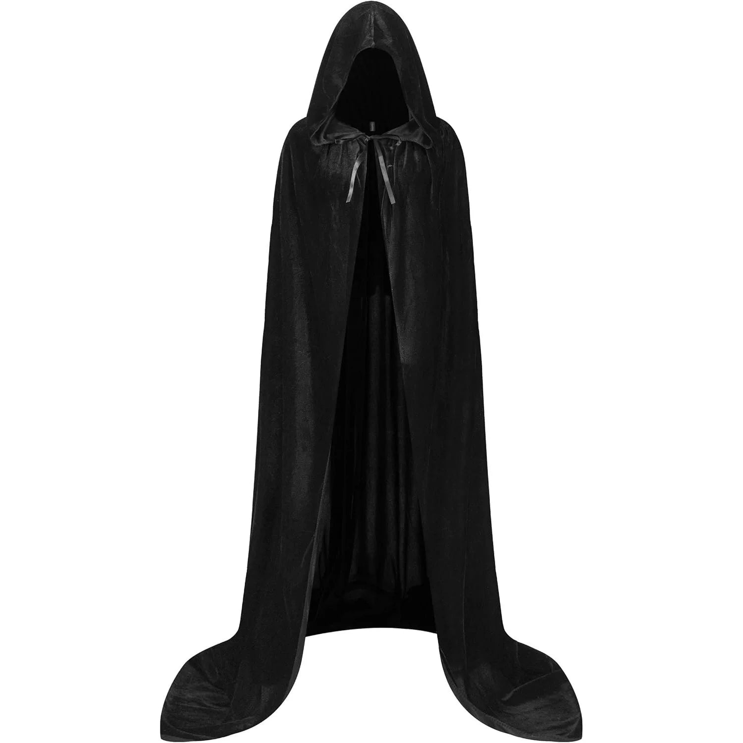 Black medieval hooded costume cloak