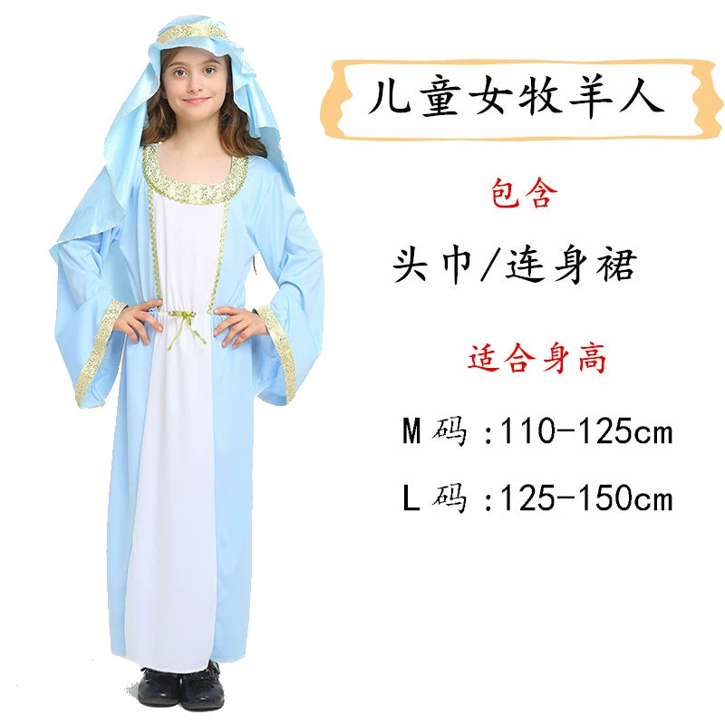Children’s Shepherd Costume with Cape and Long Dress