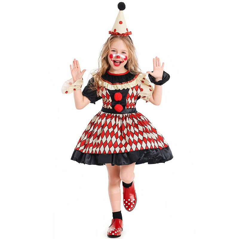 Clown Costume with Dress, Hat, and Shoes