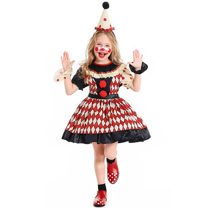 Clown Costume with Dress, Hat, and Shoes