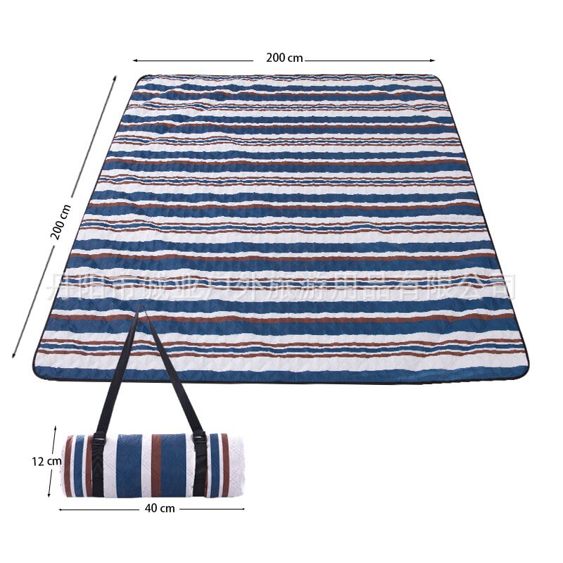 Foldable Striped Picnic Mat with Straps