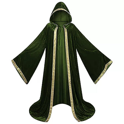 Green hooded carnival cloak, trim