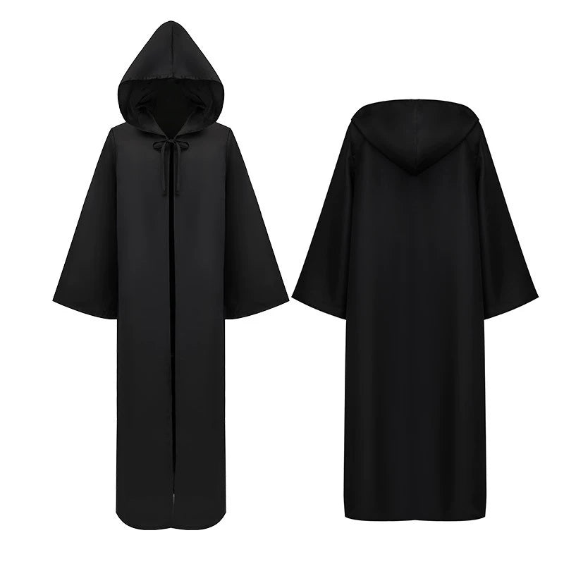 Long black hooded costume cape