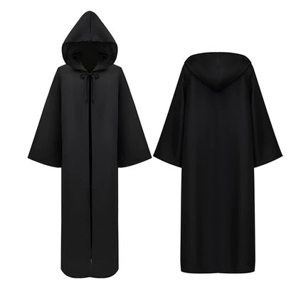 Long black hooded costume cape