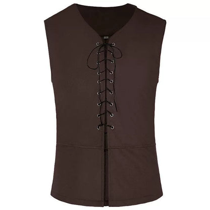 Dark Brown Lace-Up Suit Vest