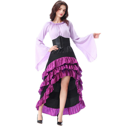 Asymmetric Ruffled Dress with Corset Lacing
