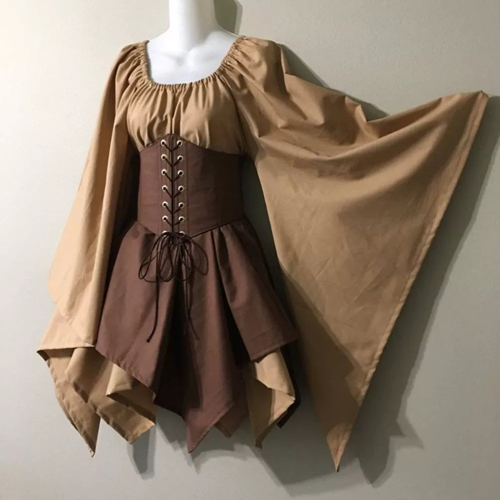 Medieval-Style Dress with Lacing and Sleeves