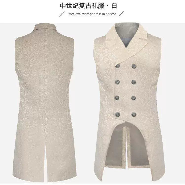 Vintage Longline Vest with Jacquard Pattern