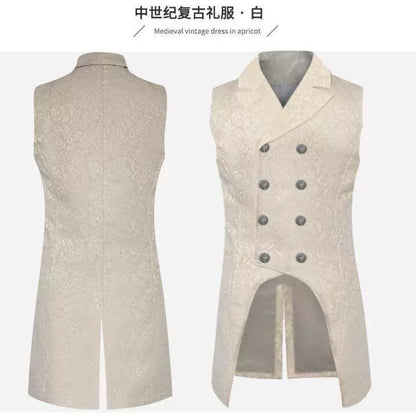 Vintage Longline Vest with Jacquard Pattern