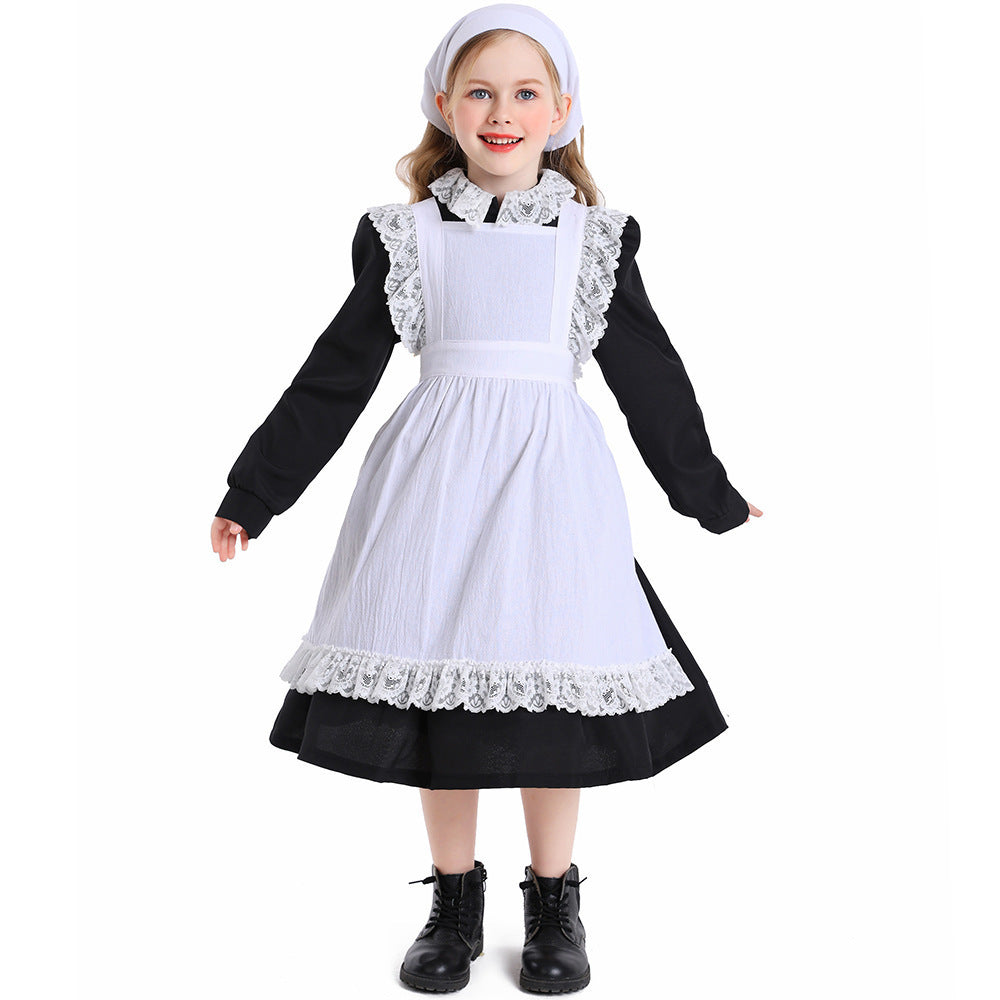 Black and White Maid Costume with Apron