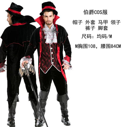 Vampire Carnival Costume with Hat and Cape
