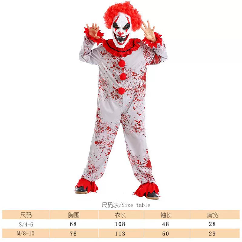 Clown Costume Jumpsuit with Red Accents