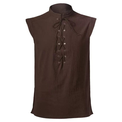 Halloween Sleeveless Lace-Up Vest with Stand Collar