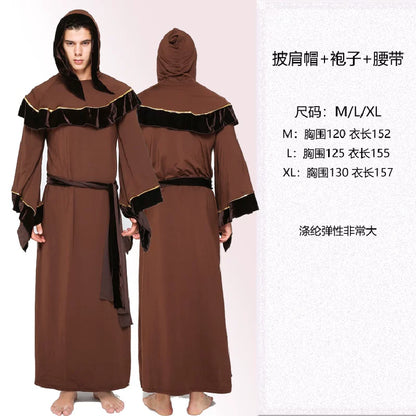 Wizard robe costume with hood and belt
