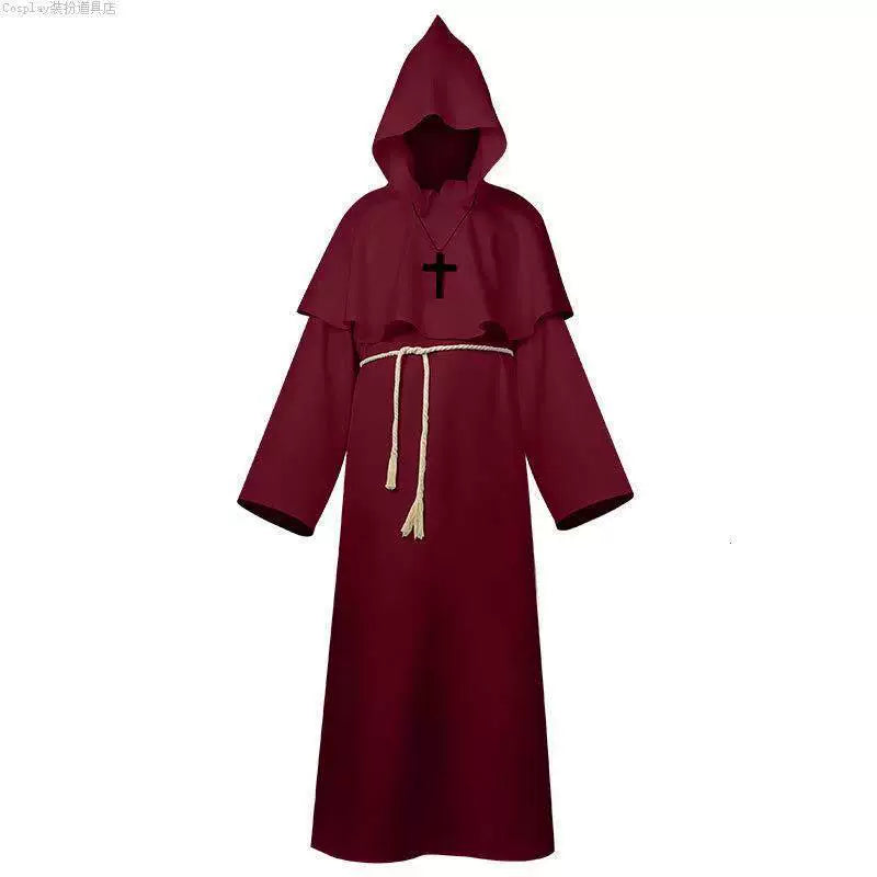 Burgundy Hooded Carnival Cloak for Cosplay