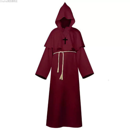Burgundy Hooded Carnival Cloak for Cosplay