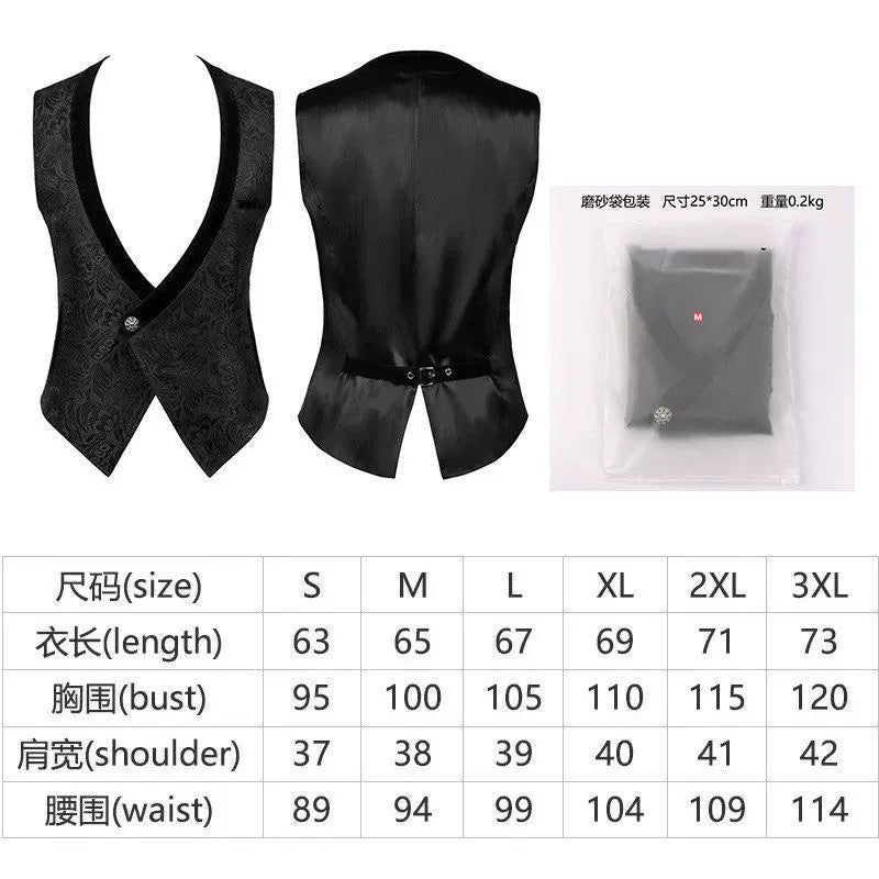 Black Jacquard Vest for Halloween