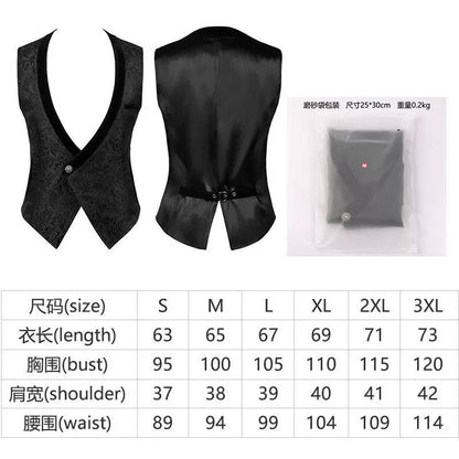 Black Jacquard Vest for Halloween