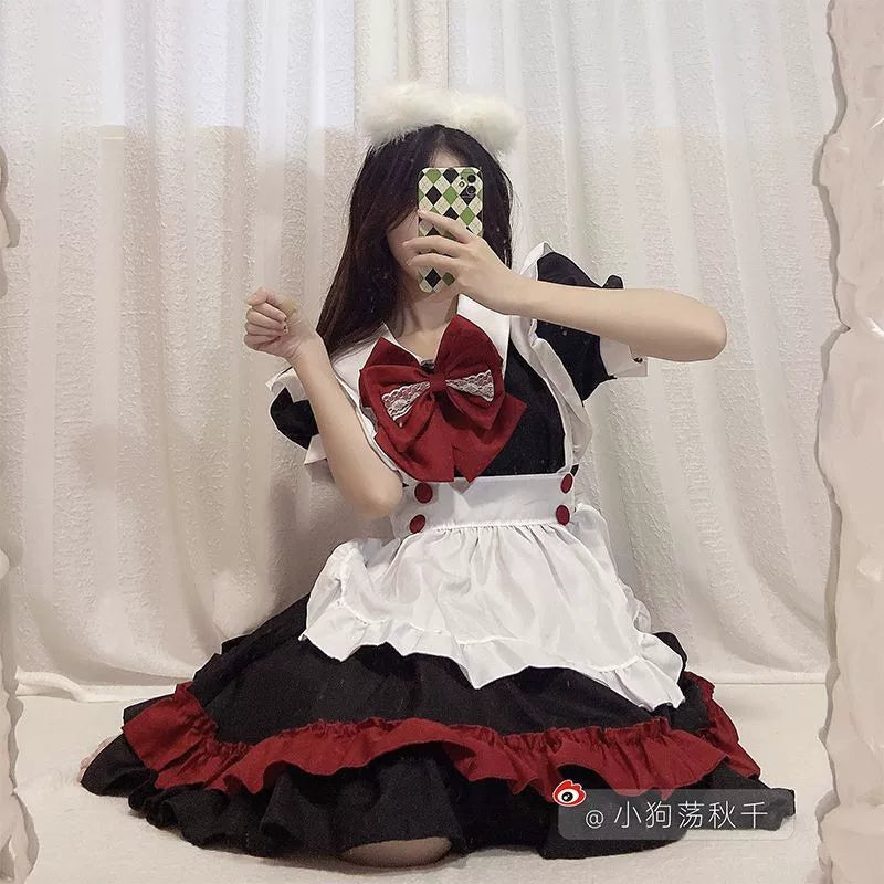 Lolita maid cosplay costume, black and red