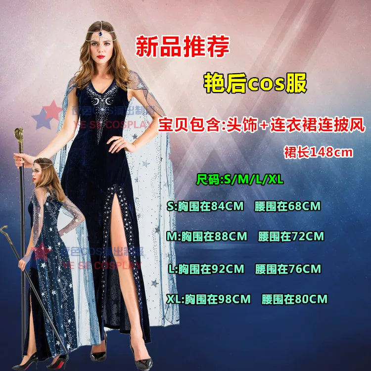 Vampire Costume with Long Dress and Cape