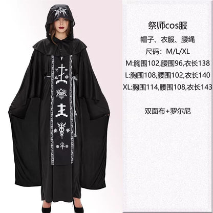 Gothic cosplay robe with hood and print