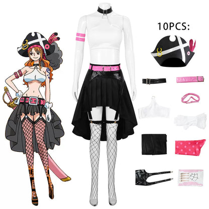 Nami Cosplay Costume from One Piece: Red, Set