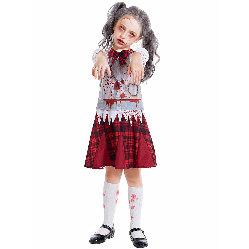 Zombie costume: top, skirt, and bow tie