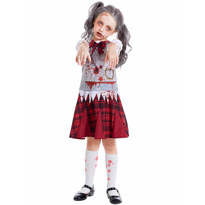 Zombie costume: top, skirt, and bow tie
