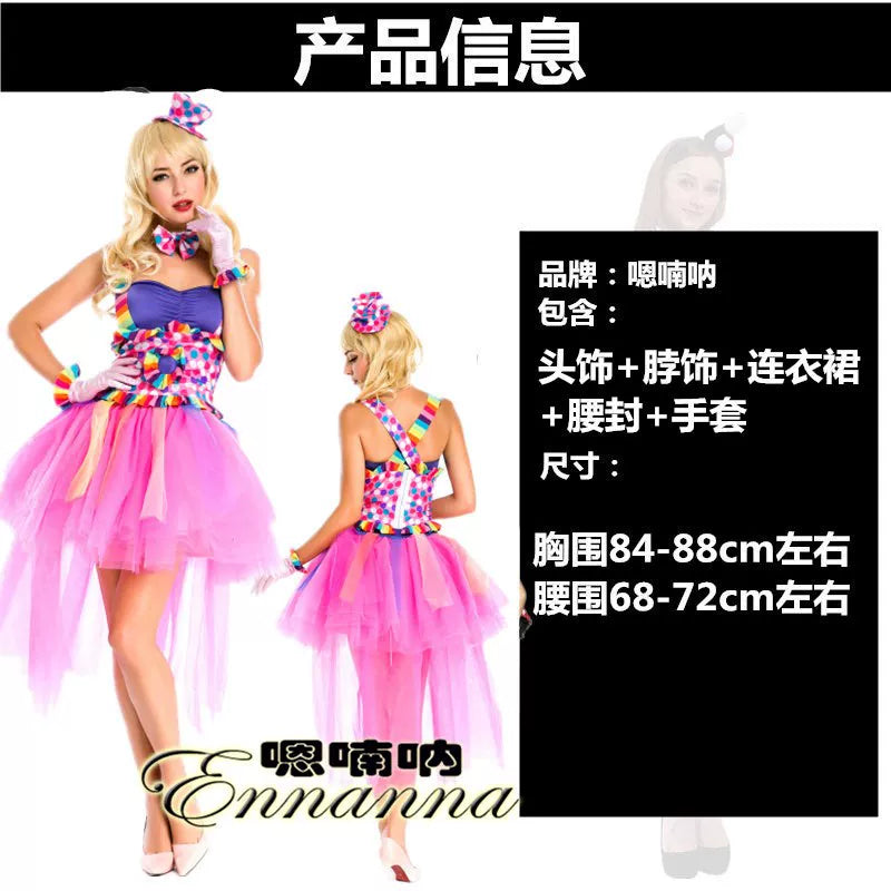 Clown Performance Costume: Dress with Accessories