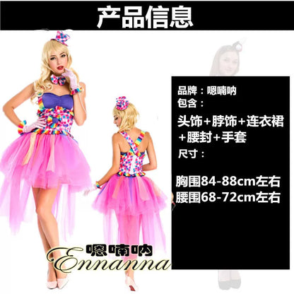 Clown Performance Costume: Dress with Accessories