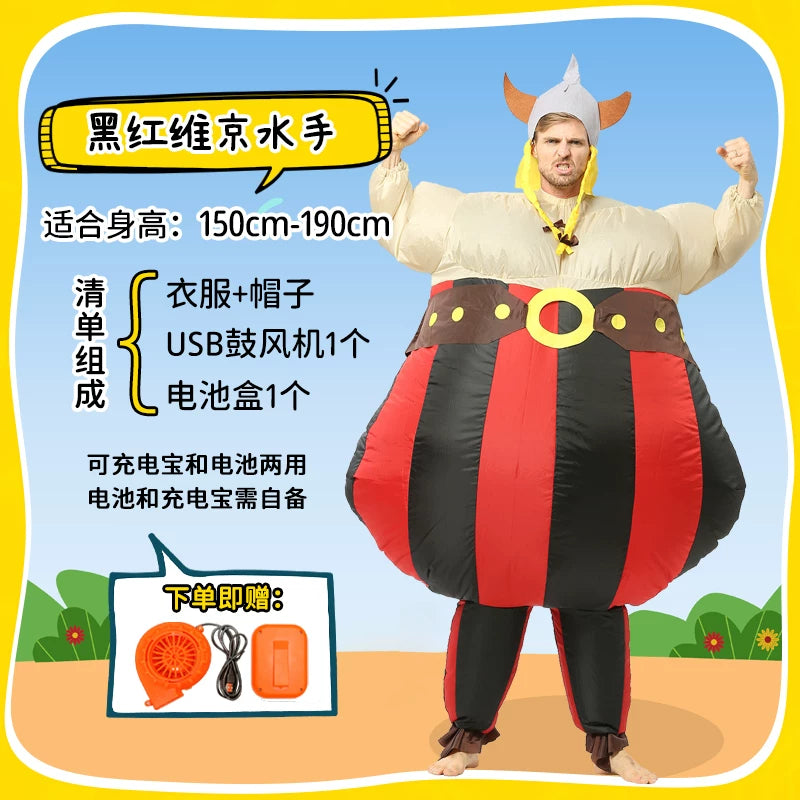 Inflatable Viking Costume with Helmet for Parties