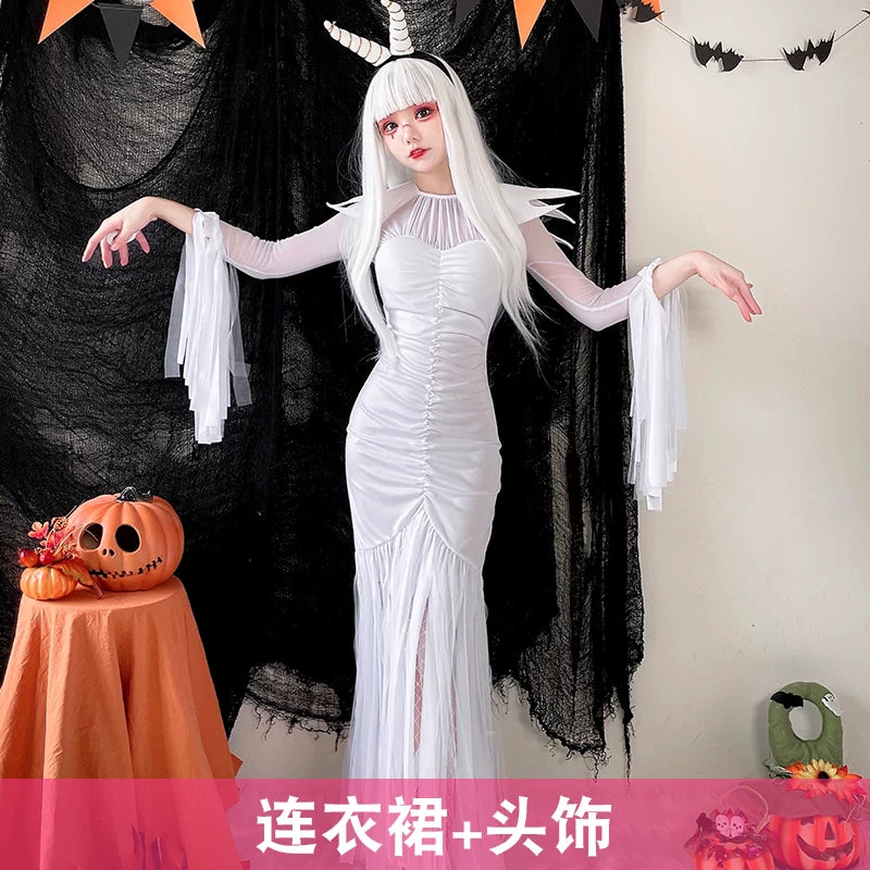 Little Devil Costume: Long Dress and Horns