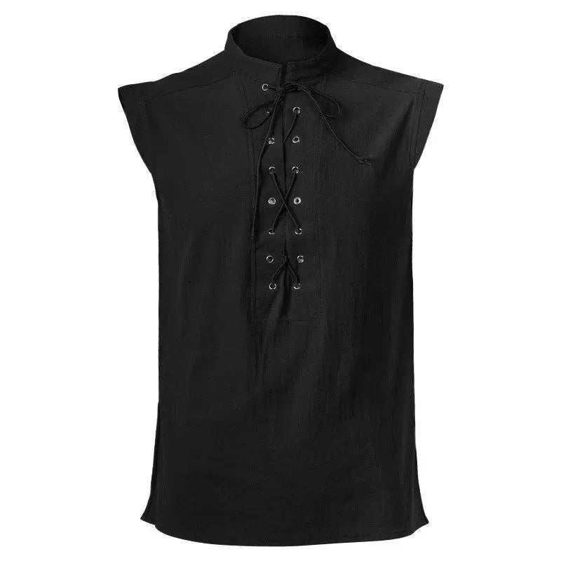 Gothic Lace-Up Vest with Stand Collar