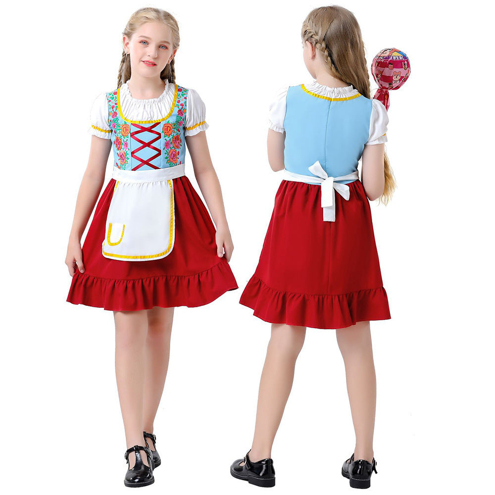 Carnival Costume Dress with Apron and Lacing