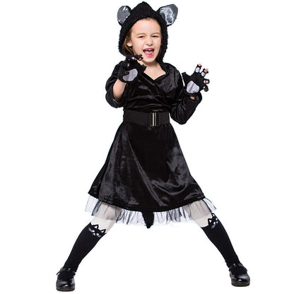Black Cat Carnival Costume with Hood