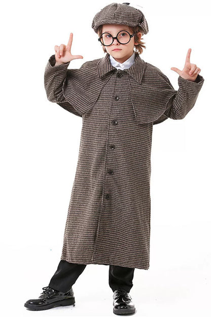 Children’s Detective Costume: Plaid Coat and Cap