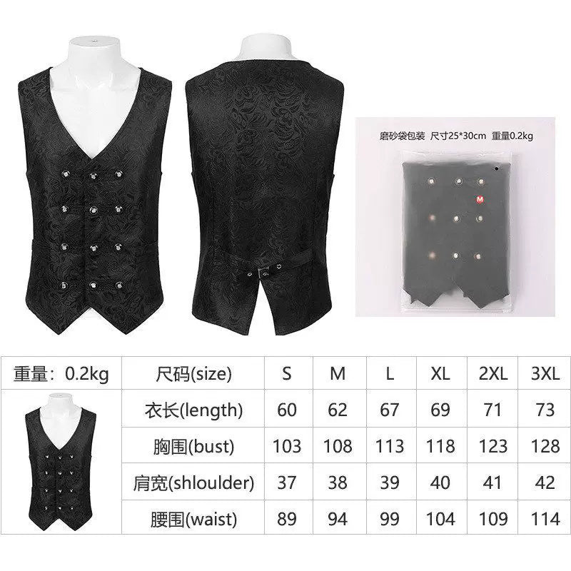 Black sleeveless patterned cosplay vest