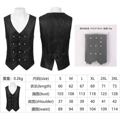 Black sleeveless patterned cosplay vest