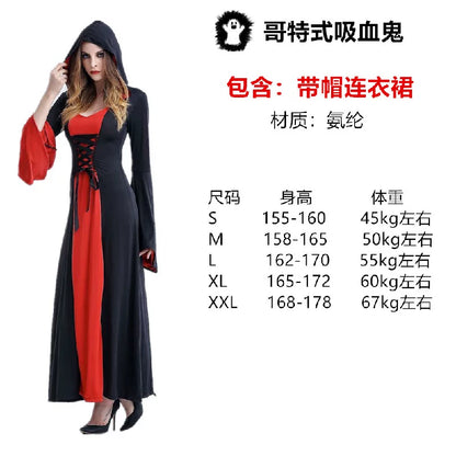 Red and Black Hooded Gothic Vampire Dress